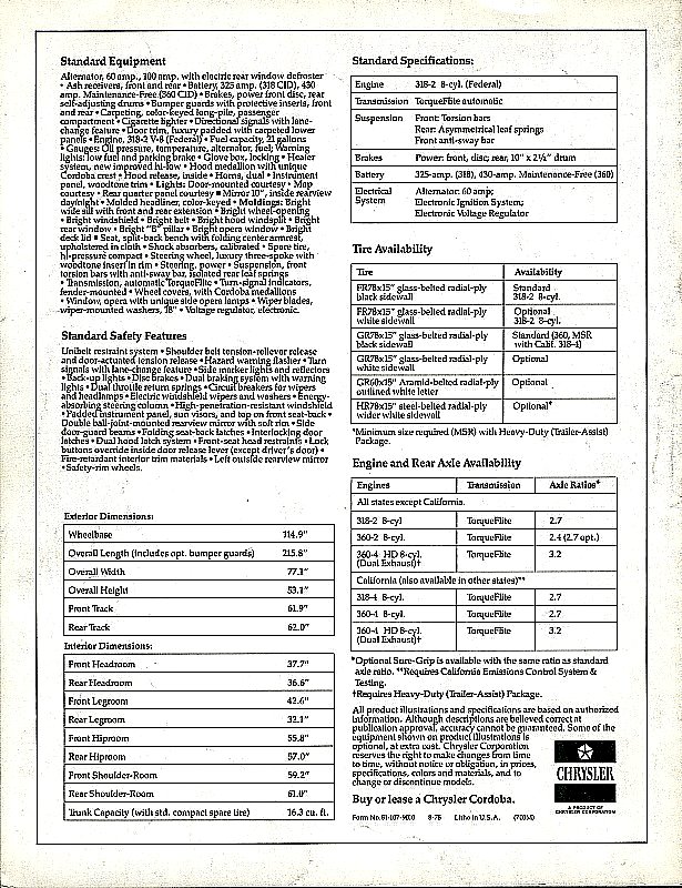 1979 Chrysler Cordoba Brochure Page 6
